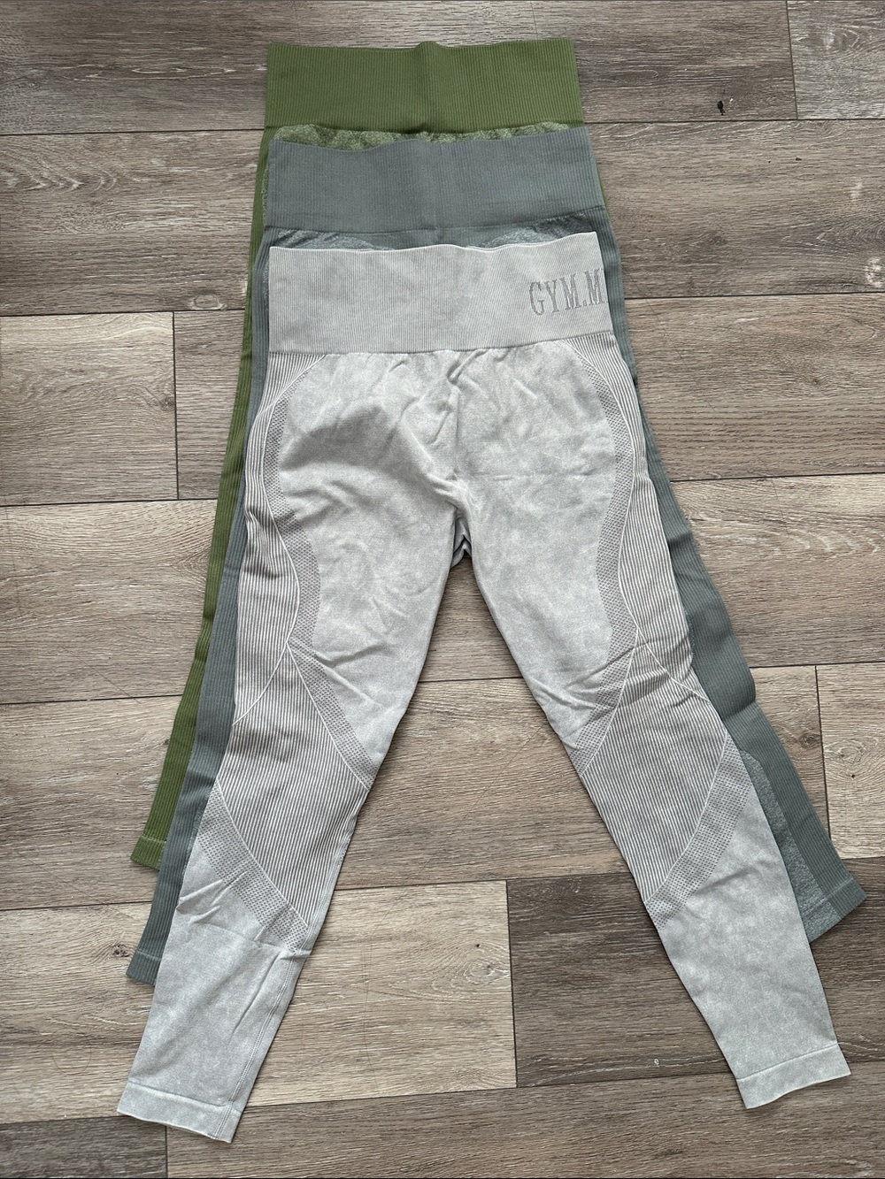 GYM.M Seamless High-Rise Leggings - Light Grey, Dark Grey, Hunter Green